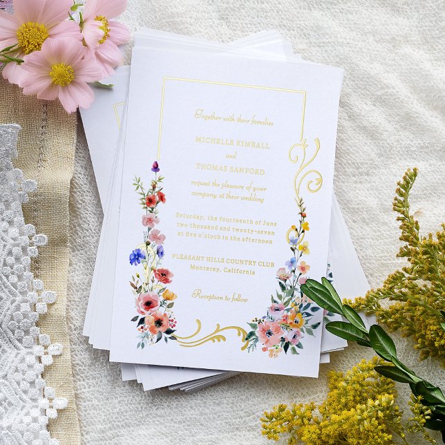 Invitation En Aluminium Fleur sauvage d'aquarelle Mariage d'été du printem (Créateur téléchargé)