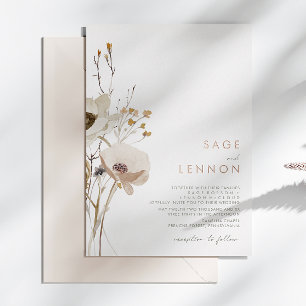 Invitation En Aluminium Fleur Sauvage Fantaisiste   Or Rose