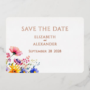 Invitation En Aluminium Fleur sauvage Garden Wedding Enregistrer la date