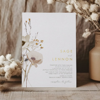Invitation En Aluminium Fleur sauvage lunatique | Or