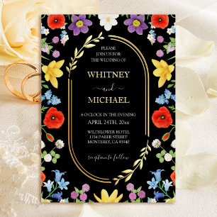 Invitation En Aluminium Fleur sauvage Meadow Colorée Monogramme de printem