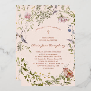 Invitation En Aluminium Fleur sauvage Printemps Été Floral Baptême 