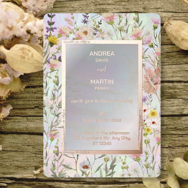 Invitation En Aluminium Fleur sauvage rustique Pastel Garden Mariage (Créateur téléchargé)