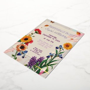 Invitation En Aluminium Fleurs Arc-en-Ciel - Collage Moderne