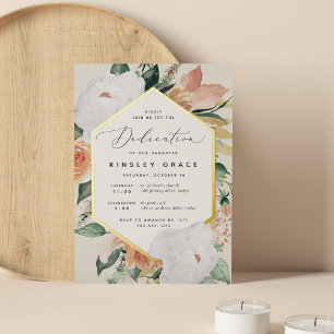 Invitation En Aluminium Fleurs Bohèmes pour la Dédicace de Bébé Moderne
