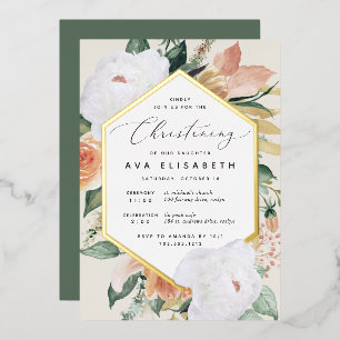 Invitation En Aluminium Fleurs Bohèmes pour un Baptême Moderne