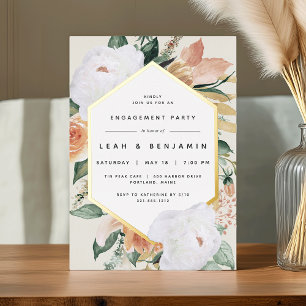 Invitation En Aluminium Fleurs Bohèmes pour une Fête de Fiançailles Modern