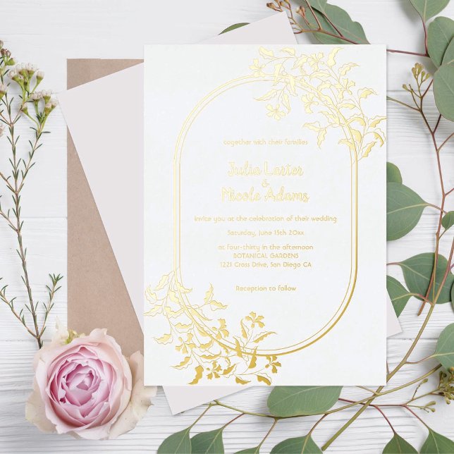 Invitation En Aluminium Fleurs botaniques sauvages Feuille Mariage (Créateur téléchargé)