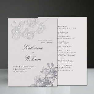 Invitation En Aluminium Fleurs Classiques Formelles Orchidées Tout en Un M