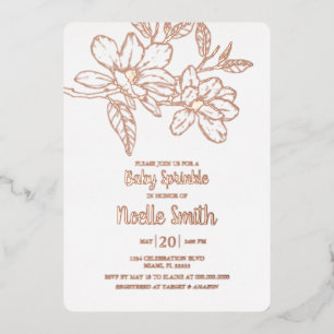 Invitation En Aluminium Fleurs de Magnolia Élégantes, Parsemer bébé