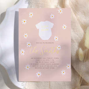 Invitation En Aluminium Fleurs de marguerite Bohème Petite sœur Shower béb