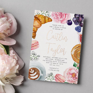 Invitation En Aluminium Fleurs de pivoine roses Mariage Brunch Rose Gold