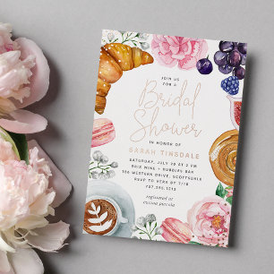 Invitation En Aluminium Fleurs de pivoine roses Mariage Brunch Rose Gold