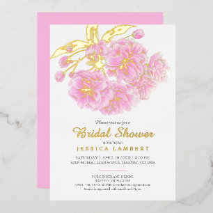 Invitation En Aluminium Fleurs de printemps à floraison rose pour la douch