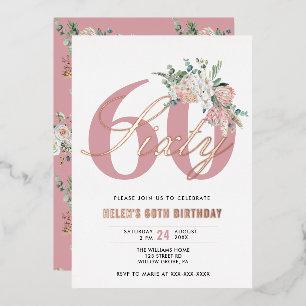 Invitation En Aluminium Fleurs de rose poudrée élégantes modernes de tout