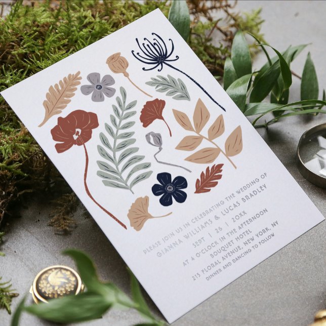 Invitation En Aluminium Fleurs de séquoia bleu simple Floral Mariage moder (Créateur téléchargé)