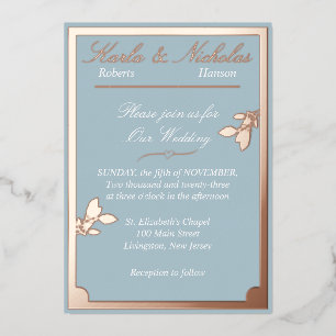 Invitation En Aluminium Fleurs de tulipes, Mariage bleu pastel, Frontière 