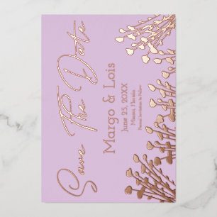 Invitation En Aluminium Fleurs Dites Sauvegarder la Date Pressée
