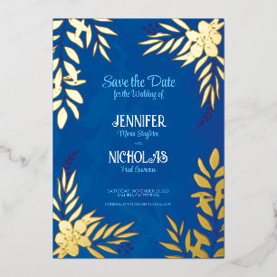 Invitation En Aluminium Fleurs élégantes et ornements Feuille pour Mariage