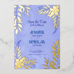 Invitation En Aluminium Fleurs élégantes et ornements Feuille pour Mariage