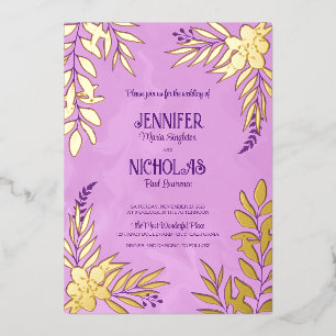 Invitation En Aluminium Fleurs élégantes et ornements Feuille pour Mariage