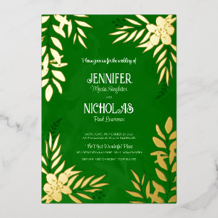 Invitation En Aluminium Fleurs élégantes et ornements Feuille pour Mariage