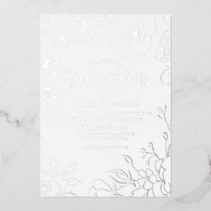 Invitation En Aluminium Fleurs en véritable feuille d'argent Élégant pour