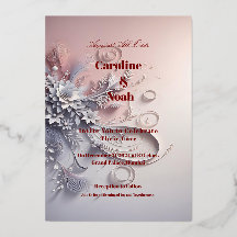 Fleurs grises délicates sur rouge tendre