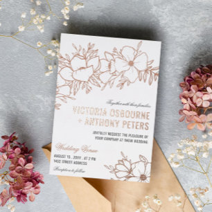 Invitation En Aluminium Fleurs Rose Gold Mariage Floral