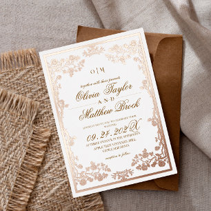 Invitation En Aluminium Fleurs Roses Royal White Gold Le Mariage de