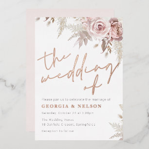 Invitation En Aluminium Fleurs rousses Le Mariage de Rose Gold Real