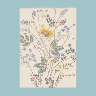 Invitation En Aluminium Fleurs sauvages bleues et jaunes vides