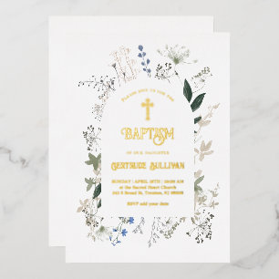 Invitation En Aluminium fleurs sauvages cadre Baptême