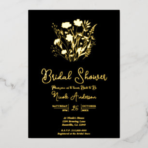 Invitation En Aluminium Fleurs sauvages de jardin en or véritable Mariage