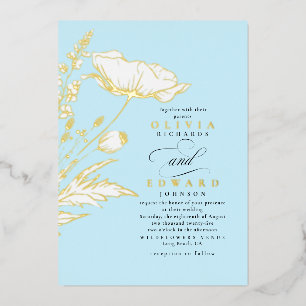 Invitation En Aluminium Fleurs sauvages dessinées à la main Élégant mariag