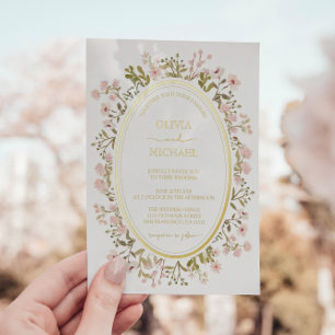 Invitation En Aluminium Fleurs sauvages florales roses Mariage botanique O