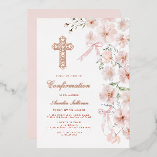 Invitation En Aluminium Fleurs sauvages roses et arche de rubans pour conf