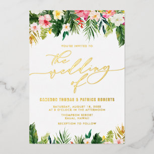 Invitation En Aluminium Fleurs tropicales aquarelle Mariage d'été