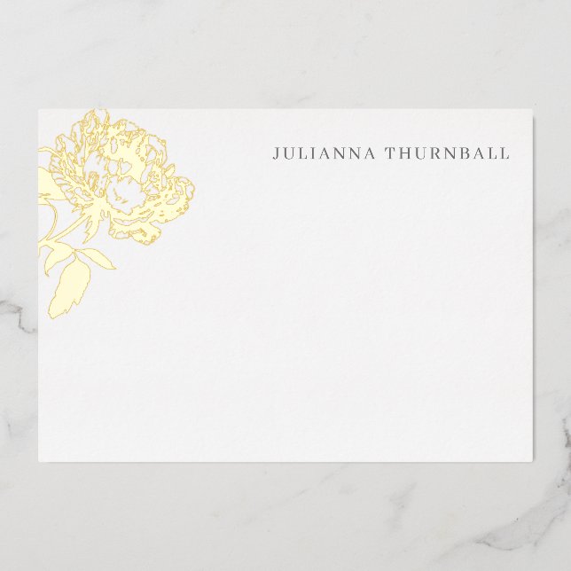Invitation En Aluminium Floral Chic Peony Luxe Papeterie personnelle (Recto)