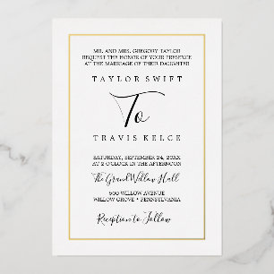 Invitation En Aluminium  Floral Doré   Mariage Formel Feuille D'Or 