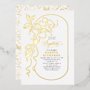 Invitation En Aluminium Floral Elegant Baptism Or