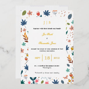 Invitation En Aluminium Floral fleur sauvage rustique