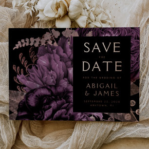 Invitation En Aluminium Floral foncé violet rose Or mariage Enregistrer la