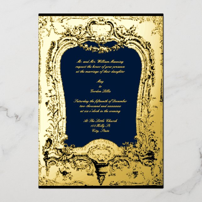 Invitation En Aluminium Floral, Fruit, Oiseau Baroque Rococo Mariage (Recto)