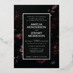 Invitation En Aluminium Floral Moody Bourgogne avec détails