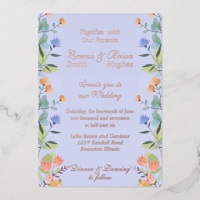 Invitation En Aluminium Floral périphérique (Recto)