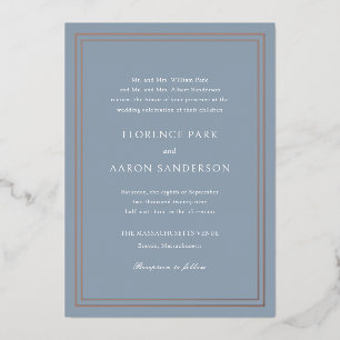 Invitation En Aluminium Florence Dusty Blue Mariage élégant