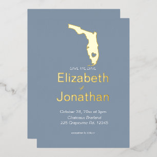 Invitation En Aluminium Florida State Silhouette Destination Mariage Or