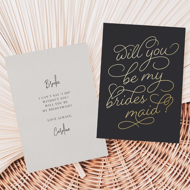 Invitation En Aluminium Flourver Script Be My Bridesmaid Foil Card (Créateur téléchargé)
