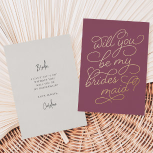 Invitation En Aluminium Flourver Script Be My Bridesmaid Foil Card